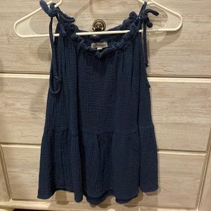 Blue Tied Sleeve Top